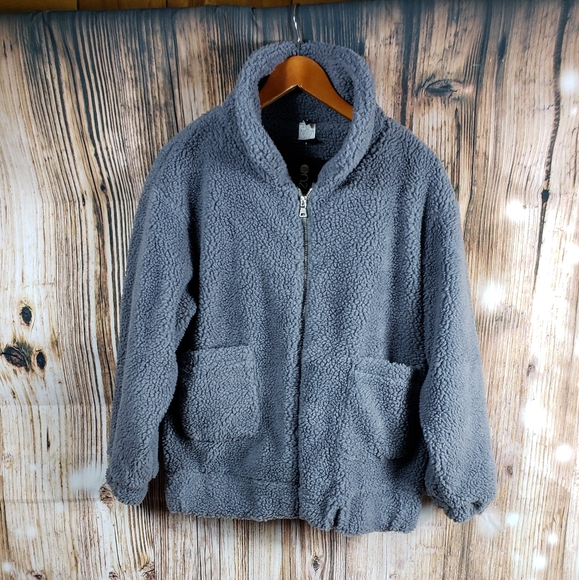 Onzie Teddy Sharpa Fleece Coat Pockets Zip Up Lined Jacket Pockets - Picture 4 of 12